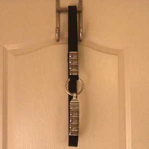 Black Leather Belt with Silver/Gold